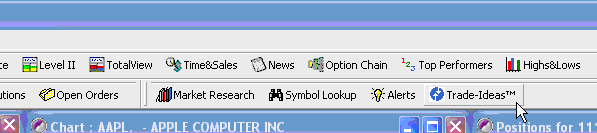 Trade-Ideas is available on the ScottradeELITE toolbar