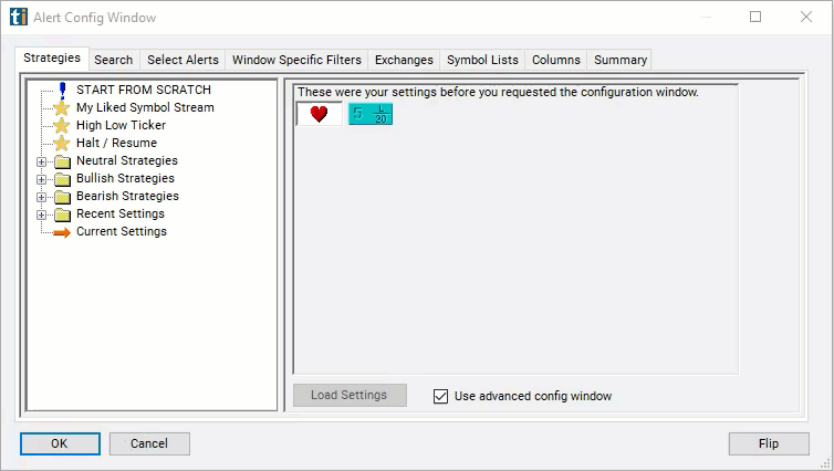 Change From 20 Period SMA 15 Min Settings