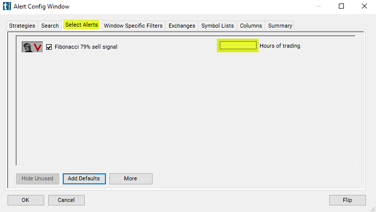 Fibonacci 79% Sell Signal Alert Custom Settings