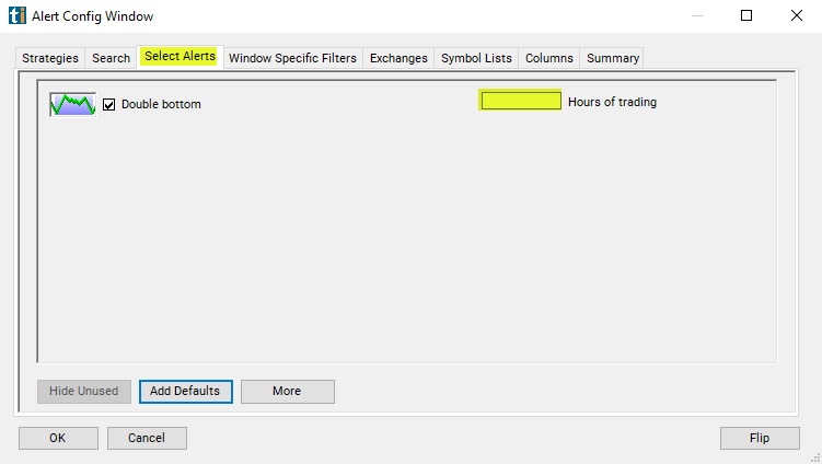 Double Bottom Alert Custom Settings