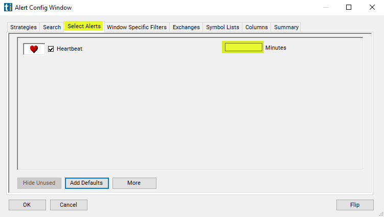 Heartbeat Alert Custom Settings