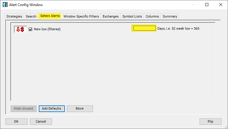 New Low Price (filtered) Alert Custom Settings