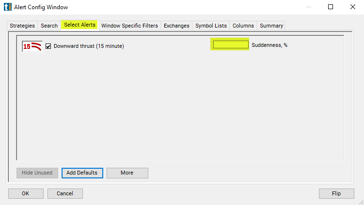 Downward Thrust (15 minute) Alert Custom Settings