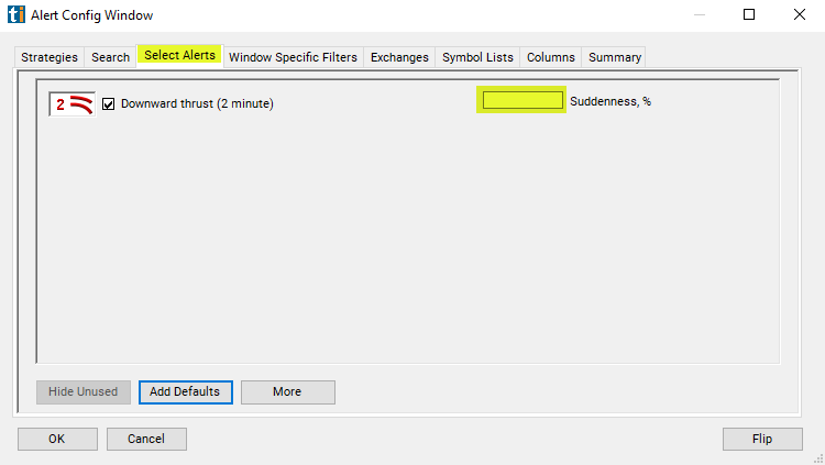 DOwnward Thrust (2 minute) Alert Custom Settings