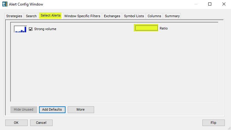 Strong Volume Alert Custom Settings