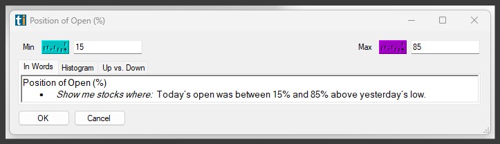 Configuring the Position of Open Filter